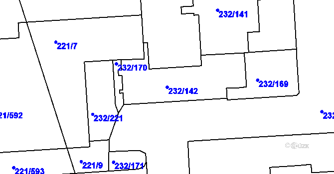Parcela st. 232/142 v KÚ Černý Most, Katastrální mapa