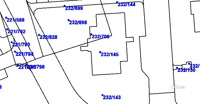 Parcela st. 232/145 v KÚ Černý Most, Katastrální mapa