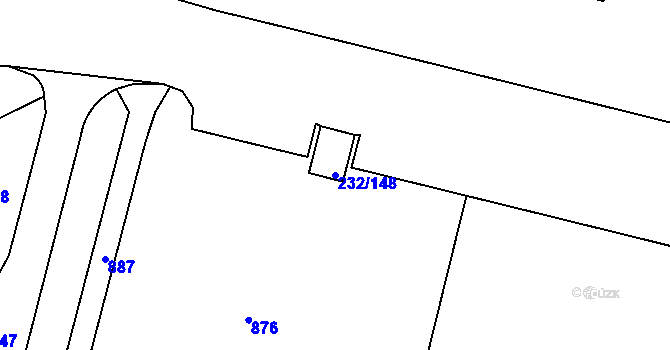 Parcela st. 232/148 v KÚ Černý Most, Katastrální mapa