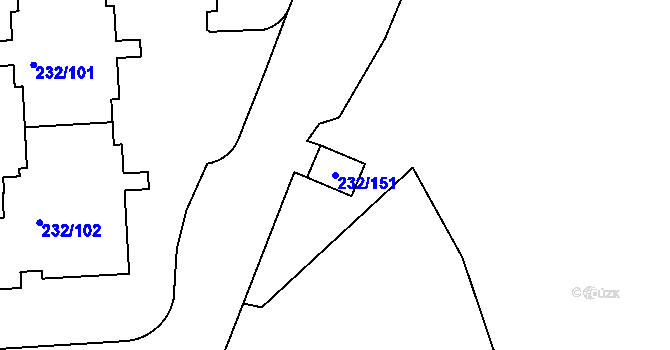 Parcela st. 232/151 v KÚ Černý Most, Katastrální mapa