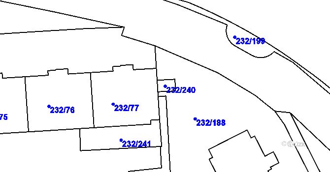 Parcela st. 232/240 v KÚ Černý Most, Katastrální mapa