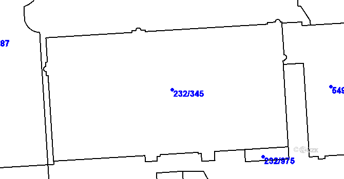 Parcela st. 232/345 v KÚ Černý Most, Katastrální mapa