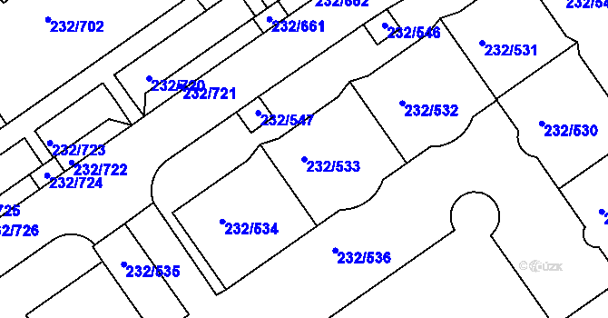 Parcela st. 232/533 v KÚ Černý Most, Katastrální mapa