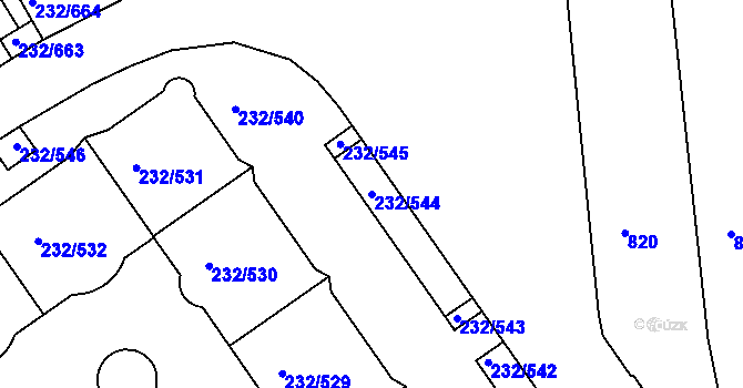 Parcela st. 232/544 v KÚ Černý Most, Katastrální mapa