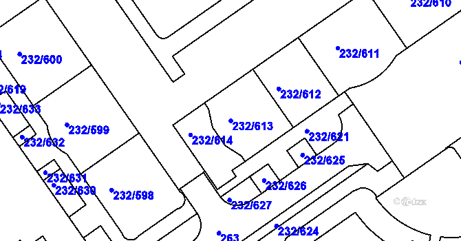Parcela st. 232/613 v KÚ Černý Most, Katastrální mapa