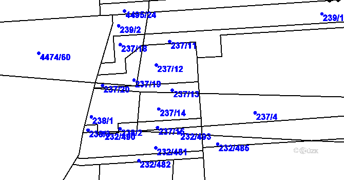 Parcela st. 237/13 v KÚ Černý Most, Katastrální mapa