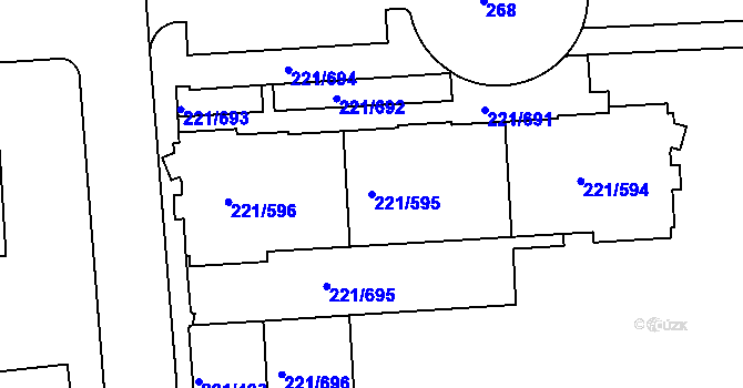 Parcela st. 221/595 v KÚ Černý Most, Katastrální mapa