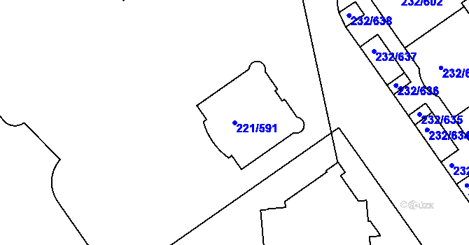 Parcela st. 221/591 v KÚ Černý Most, Katastrální mapa
