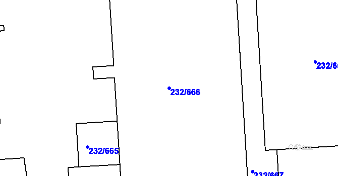 Parcela st. 232/666 v KÚ Černý Most, Katastrální mapa