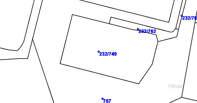 Parcela st. 232/749 v KÚ Černý Most, Katastrální mapa