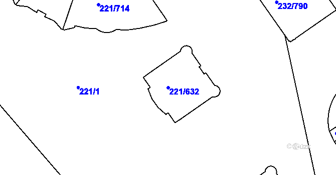 Parcela st. 221/632 v KÚ Černý Most, Katastrální mapa