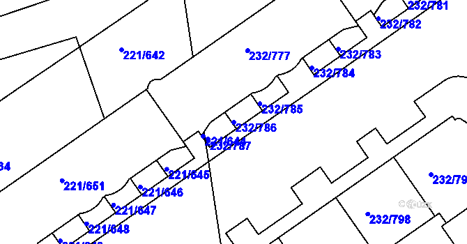 Parcela st. 232/786 v KÚ Černý Most, Katastrální mapa