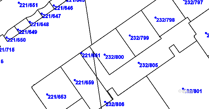 Parcela st. 232/800 v KÚ Černý Most, Katastrální mapa