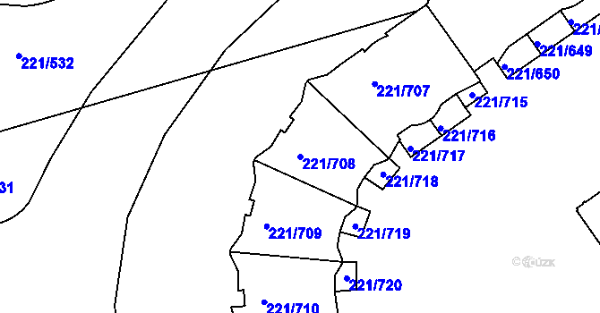 Parcela st. 221/708 v KÚ Černý Most, Katastrální mapa