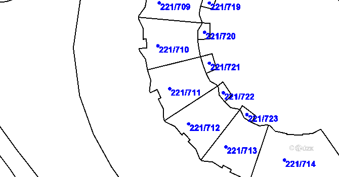 Parcela st. 221/711 v KÚ Černý Most, Katastrální mapa