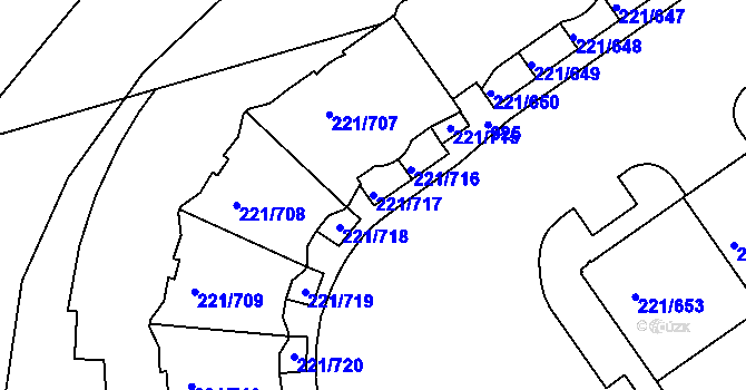 Parcela st. 221/717 v KÚ Černý Most, Katastrální mapa
