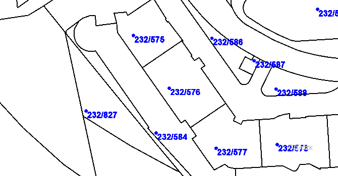 Parcela st. 232/576 v KÚ Černý Most, Katastrální mapa