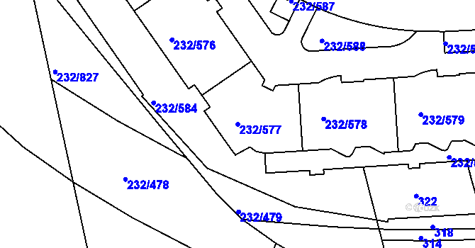 Parcela st. 232/577 v KÚ Černý Most, Katastrální mapa