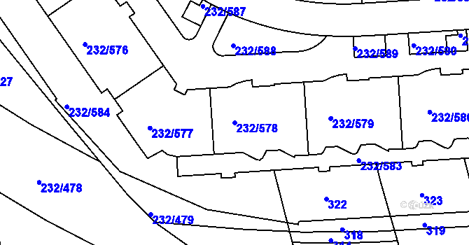 Parcela st. 232/578 v KÚ Černý Most, Katastrální mapa
