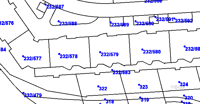 Parcela st. 232/579 v KÚ Černý Most, Katastrální mapa