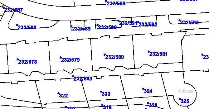 Parcela st. 232/580 v KÚ Černý Most, Katastrální mapa
