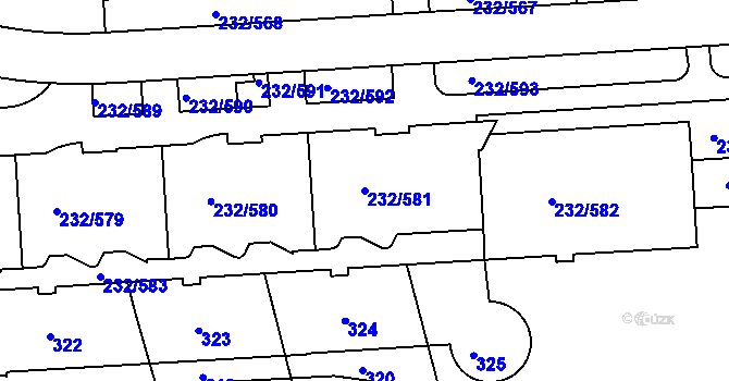 Parcela st. 232/581 v KÚ Černý Most, Katastrální mapa