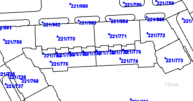 Parcela st. 221/778 v KÚ Černý Most, Katastrální mapa