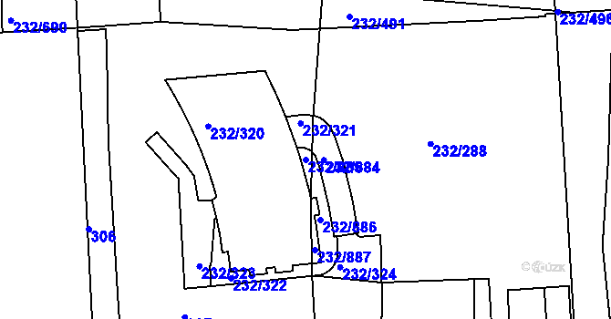 Parcela st. 232/885 v KÚ Černý Most, Katastrální mapa
