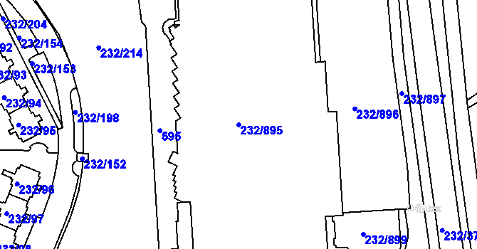 Parcela st. 232/895 v KÚ Černý Most, Katastrální mapa