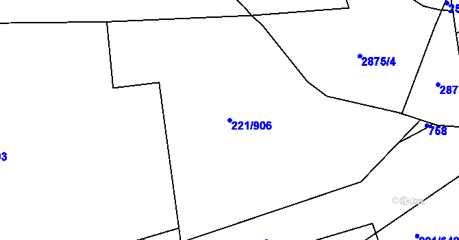 Parcela st. 221/906 v KÚ Černý Most, Katastrální mapa