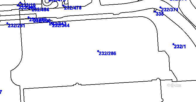 Parcela st. 232/286 v KÚ Černý Most, Katastrální mapa