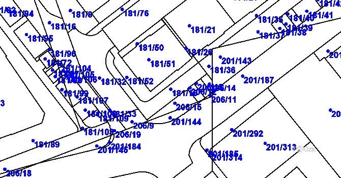 Parcela st. 181/15 v KÚ Černý Most, Katastrální mapa