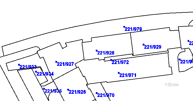 Parcela st. 221/928 v KÚ Černý Most, Katastrální mapa