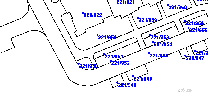 Parcela st. 221/951 v KÚ Černý Most, Katastrální mapa