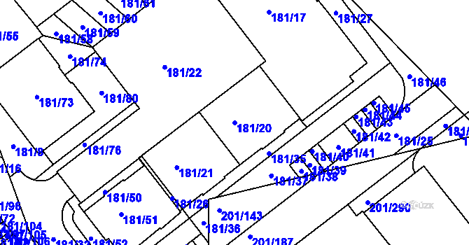 Parcela st. 181/20 v KÚ Černý Most, Katastrální mapa