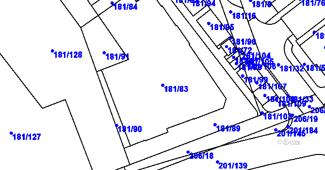 Parcela st. 181/83 v KÚ Černý Most, Katastrální mapa