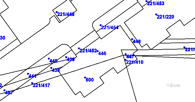 Parcela st. 446 v KÚ Černý Most, Katastrální mapa