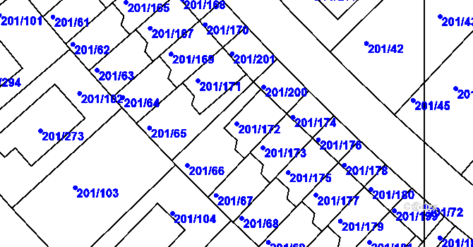 Parcela st. 201/172 v KÚ Černý Most, Katastrální mapa