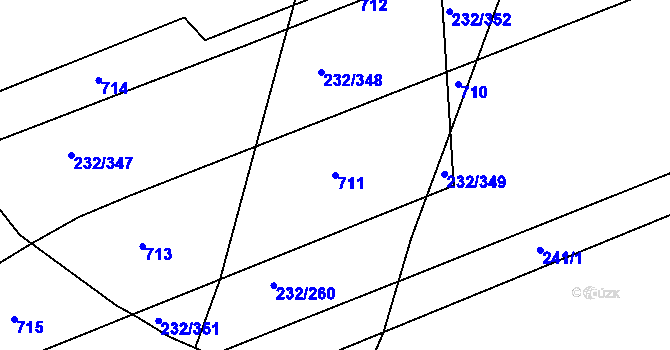 Parcela st. 711 v KÚ Černý Most, Katastrální mapa
