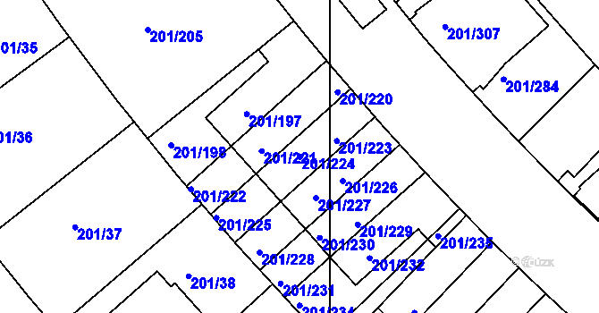 Parcela st. 201/224 v KÚ Černý Most, Katastrální mapa