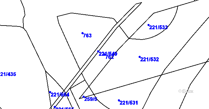 Parcela st. 762 v KÚ Černý Most, Katastrální mapa