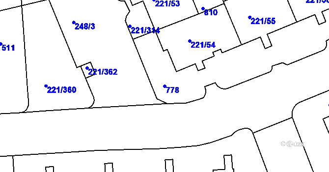 Parcela st. 778 v KÚ Černý Most, Katastrální mapa