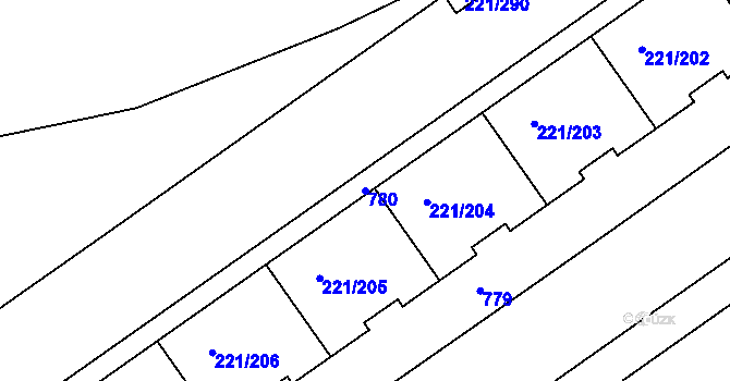 Parcela st. 780 v KÚ Černý Most, Katastrální mapa