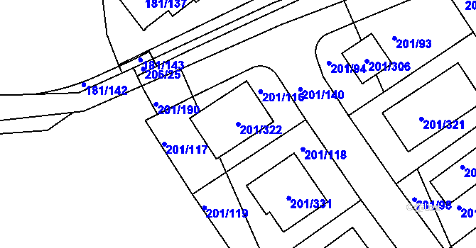 Parcela st. 201/322 v KÚ Černý Most, Katastrální mapa