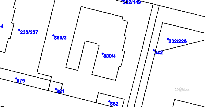 Parcela st. 880/4 v KÚ Černý Most, Katastrální mapa