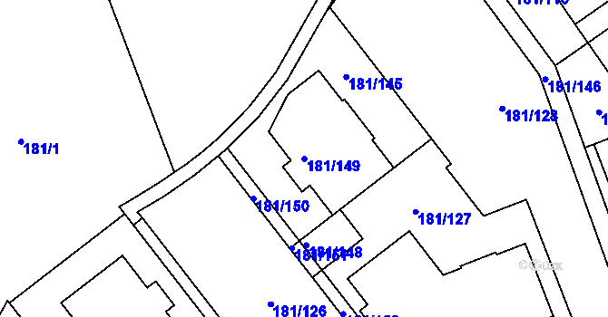 Parcela st. 181/149 v KÚ Černý Most, Katastrální mapa