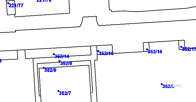 Parcela st. 352/15 v KÚ Černý Most, Katastrální mapa