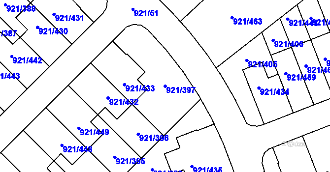 Parcela st. 921/397 v KÚ Hostavice, Katastrální mapa