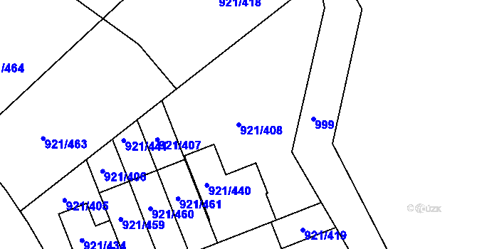 Parcela st. 921/408 v KÚ Hostavice, Katastrální mapa