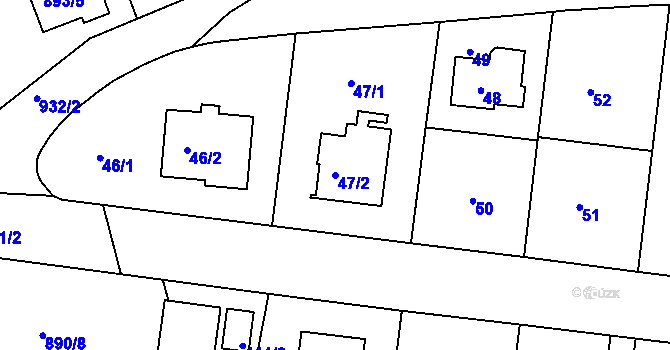 Parcela st. 47/2 v KÚ Hostavice, Katastrální mapa